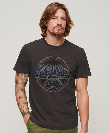 Superdry Homme T-shirt à Motif Groupe de Rock Gris Foncé