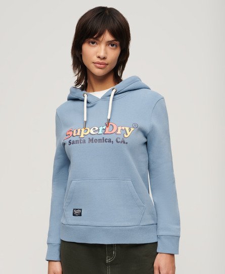 Superdry Women’s Rainbow Logo Graphic Hoodie Light Blue / Tidal Blue - Size: 14