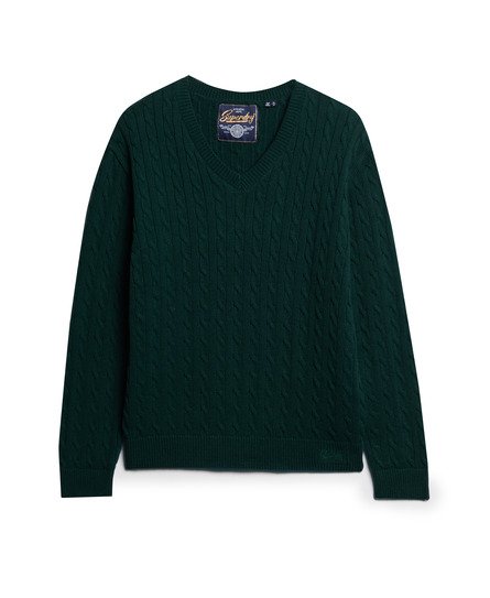 Juniper Green Woollen Cable Knit Jumper