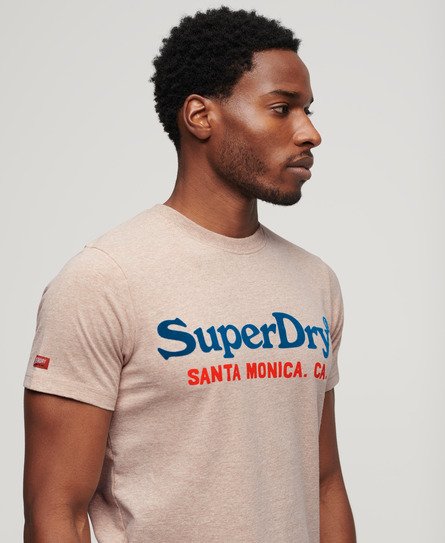 Superdry Homme, T-Shirt Imprimé Venue Duo Logo, Beige,