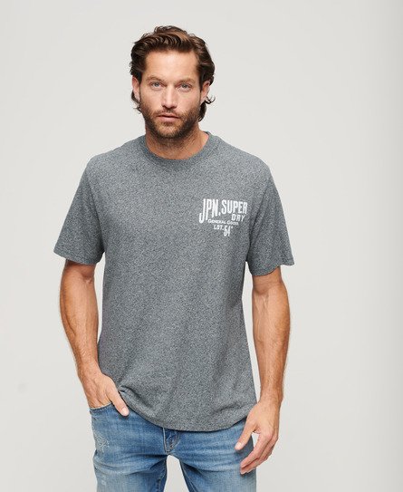 Superdry Herren Blau Workwear T-Shirt Grafikdruck, Größe: S