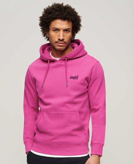 Superdry Mens Slim Fit Essential Logo Hoodie, Pink, Size: L