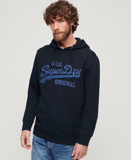 Superdry Men's Embroidered Long Sleeved Hoodie Navy / Eclipse Navy