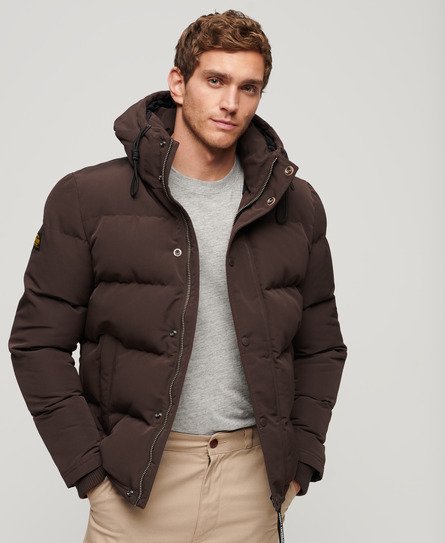 Superdry Men’s Fully lined Everest Hooded Puffer Jacket, Brown, Size: L