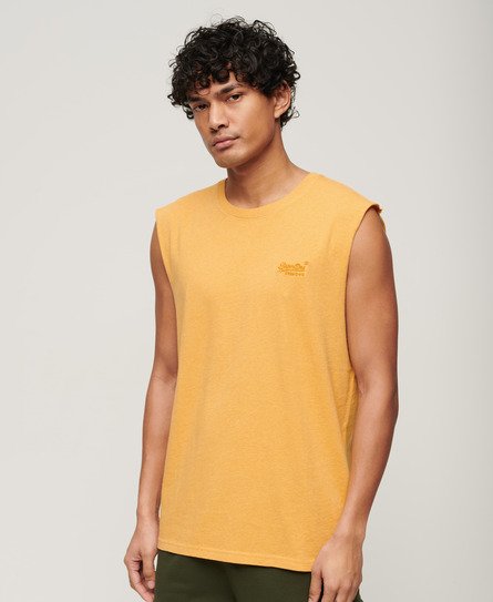 Superdry Mens Classic Organic Cotton Essential Logo Tank Top, Yellow, Size: L