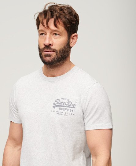 Superdry Herren Heritage T-Shirt mit Vintage-Logo auf der Brust Grau