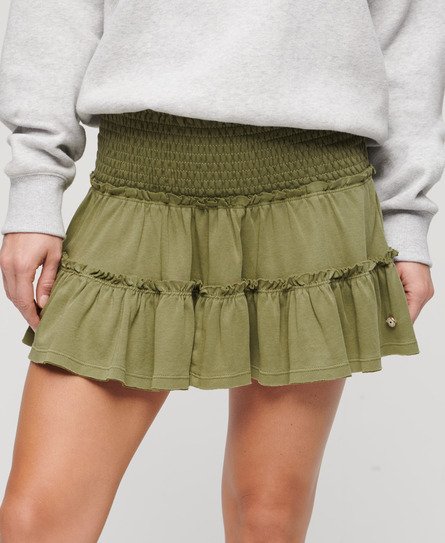 Superdry Women’s Tiered Jersey Mini Skirt Khaki / Olive Khaki - Size: 14
