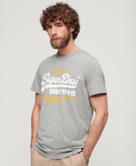 Superdry Homme T-shirt à Logo Vintage Logo Duo Gris Clair