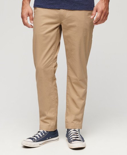 Superdry Men’s Slim Tapered Stretch Chino Trousers Beige / Shaker Beige - Size: 34/32
