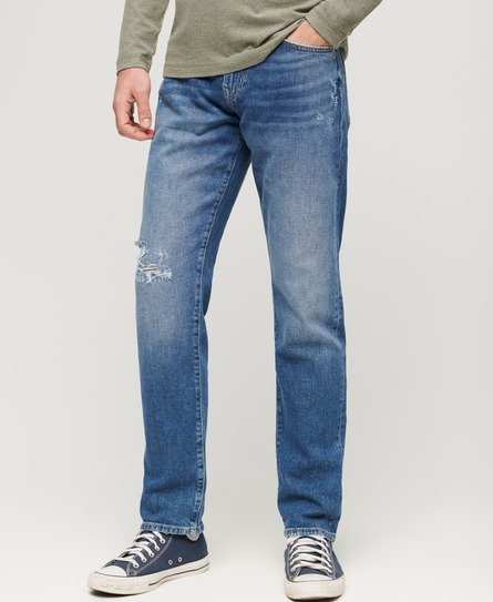 Superdry Men’s Vintage Slim Straight Jeans Blue / Folsom Mid Blue - Size: 28/32