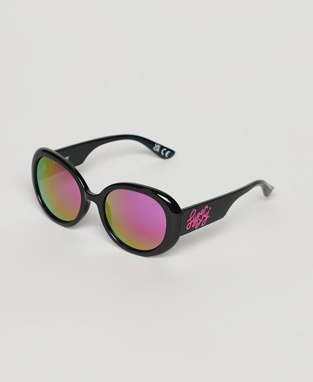 Superdry Women’s Sdr Oversized Bug Sunglasses Black / Black / Pink Mirror - Size: 1SIZE