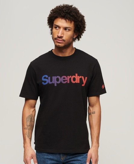 Superdry Herren Locker Geschnittenes Core T-Shirt mit Logo Schwarz