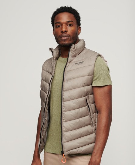 Superdry Men's Non-Hooded Fuji Padded Gilet Beige / Chateau Gray