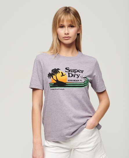 Superdry Femme T-shirt Décontracté à Rayures Outdoor Violet