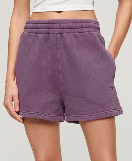 Superdry Women’s Women’s Loose Fit Embroidered Vintage Wash Sweat Shorts, Purple, Size: 10