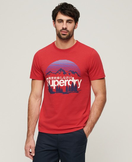 Men’s Great Outdoors Graphic T-shirt Red / Ferra Red Marl - Size: S -Superdry