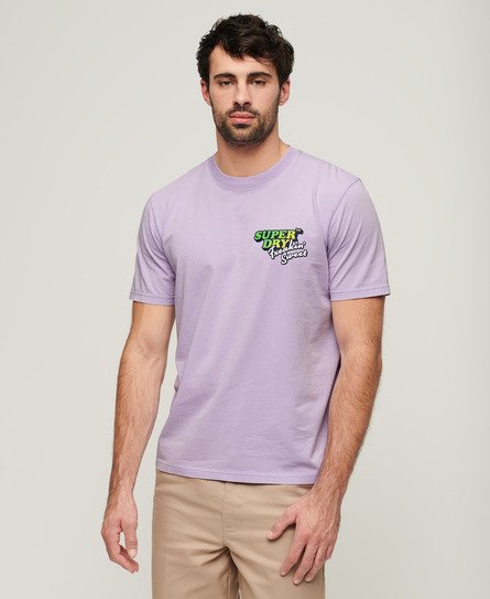 Superdry Men's Neon Travel Chest Loose T-Shirt Purple / Light Lavender Purple
