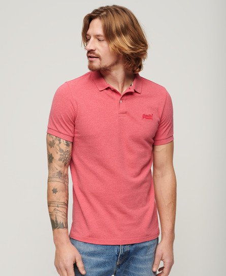 Superdry Men’s Classic Pique Polo Shirt Pink / Punch Pink Marl - Size: Xxxl
