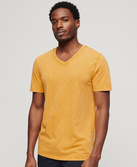 Superdry Men's V-Neck Slub Short Sleeve T-Shirt Yellow / Desert Ochre Yellow
