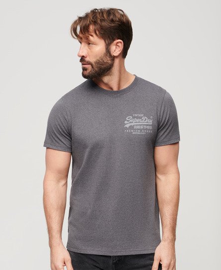 Superdry Men’s Vintage Logo Heritage Chest T-Shirt Grey / Granite Grey Marl - Size: M