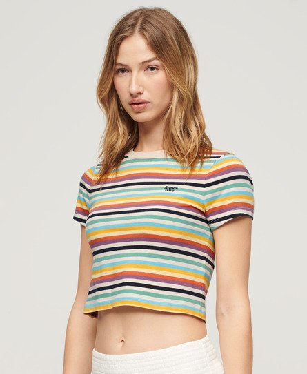 Superdry Women’s Vintage Stripe Crop T-Shirt Yellow / Pigment Yellow Stripe - Size: 10