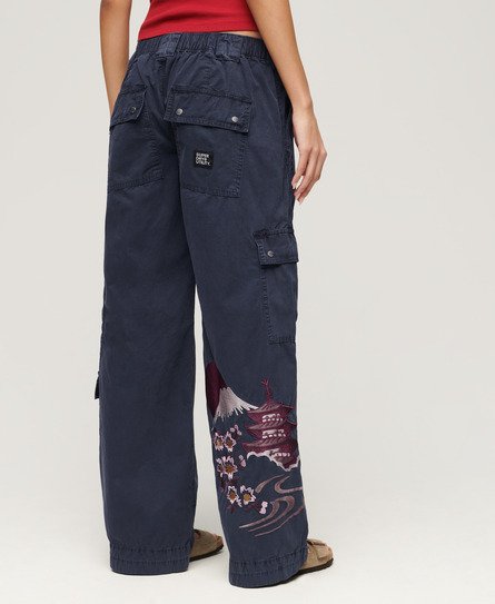 Low Rise Embroidered Cargo Pants