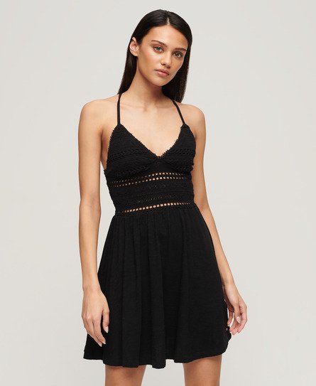 Superdry Women’s Jersey Lace Mini Dress Black - Size: 10