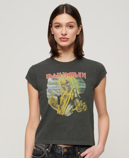 Iron Maiden x Superdry T-shirt met kapmouwen