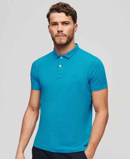 Superdry Mannen Essential Neon Poloshirt van Jersey met Logo Blauw