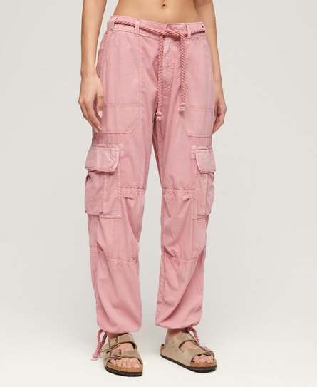 Superdry Women's Lightweight Beach Cargo Pants Pink / Soft Pink