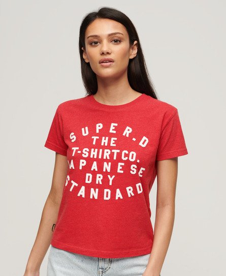 Superdry Women’s Puff Print Fitted T-Shirt Red / Papaya Red Marl - Size: 10