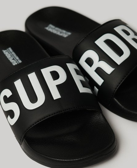 Superdry Men’s Vegan Core Pool Sliders Black / Black/white - Size: 10-11