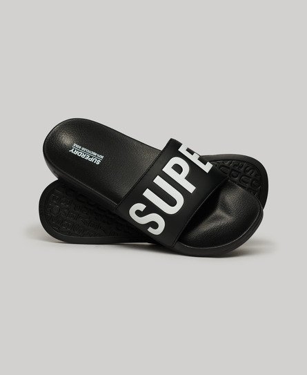 Superdry Men's Vegan Core Pool Sliders Black / Black/white