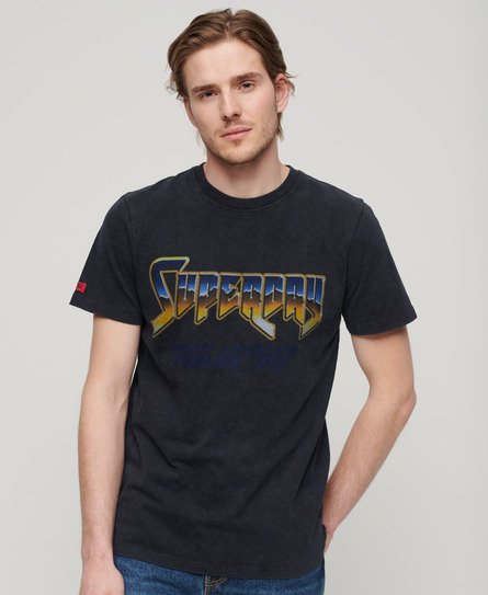 Superdry Homme T-shirt à Motif Groupe de Rock Noir