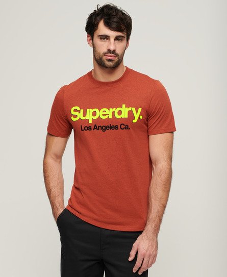 Superdry Mens Classic Core Logo Washed T-Shirt, Orange