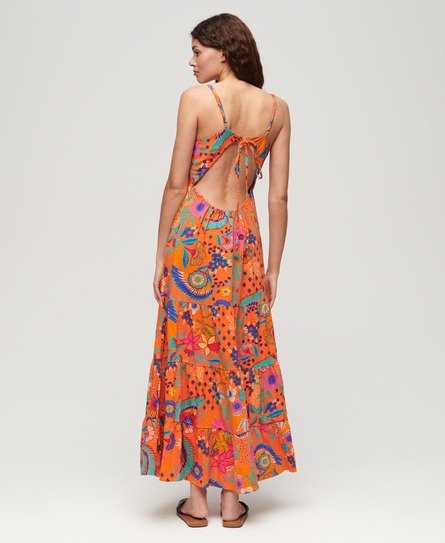 Superdry Women's Smocked Cami Maxi Dress Orange / Vera Floral Orange