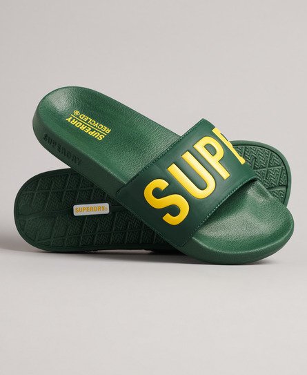 Superdry Men’s Core Pool Sliders Green / Academy Dark Green/Nautical Yellow - Size: S