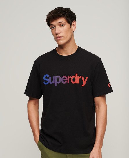 Superdry Homme Imprimé T-Shirt Ample Core Logo, Noir,