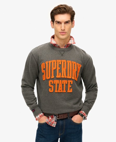 Superdry Mannen Vintage Athletic Sweatshirt met Ronde Hals Donkergrijs