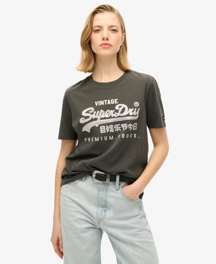 Camiseta con gráfico, logotipo VL y adornos