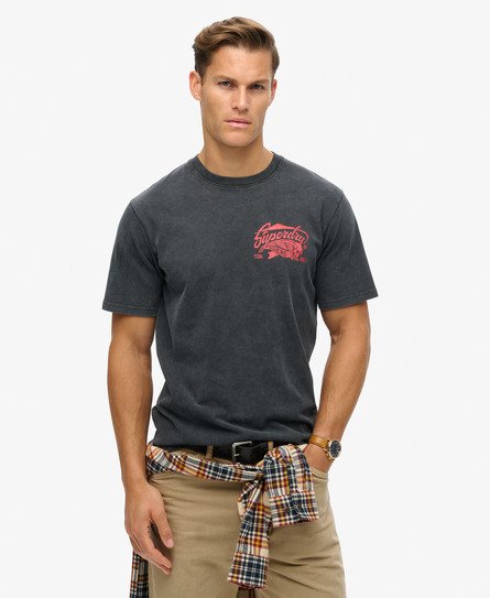 Lockeres T-Shirt mit Biker Rock Grafikprint