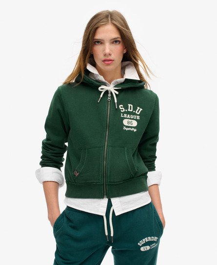 Korte Athletic Essentials hoodie met rits en losse pasvorm
