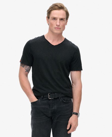 Raw Edge Slub V-Neck T-Shirt