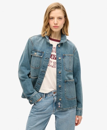 Giacca chore in denim ricamato