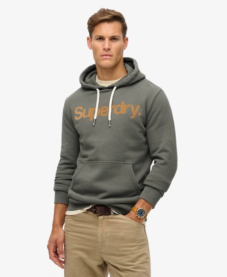 Superdry Mannen Klassieke Hoodie met Core-logo Khaki