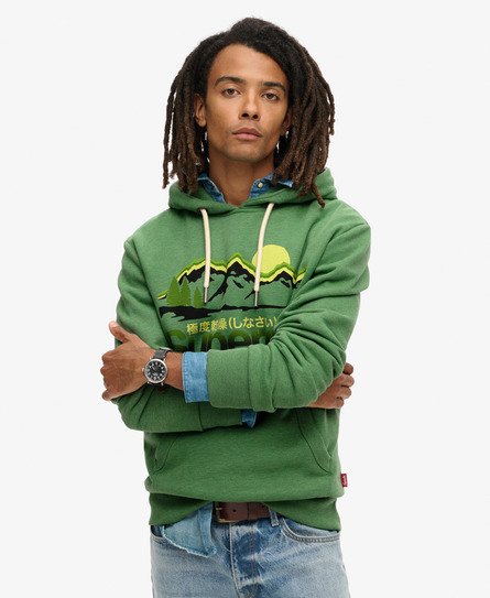 Superdry Mannen Great Outdoors Hoodie met Afbeelding Groen