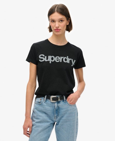 Superdry - women's core city t-shirt mit logo schwarz - größe: 36