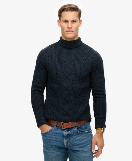Merchant Store – Sweter z golfem w ściegu warkoczowym
