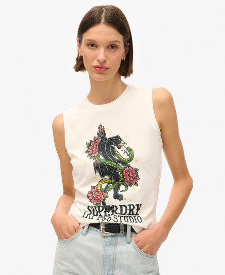 Tattoo Tanktop mit Strassbesatz