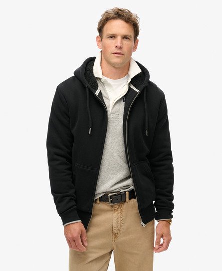 Essential hoodie met rits en borgvoering